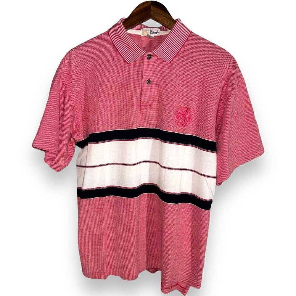 Pringle of Scotland Red Knit Cotton Polo Shirt Size L